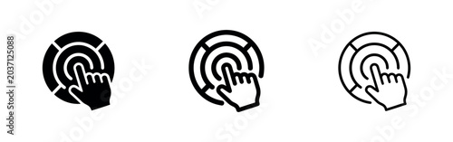 Foto Hand cursor clicking a target or radial menu icon, symbolizing interaction and selection
