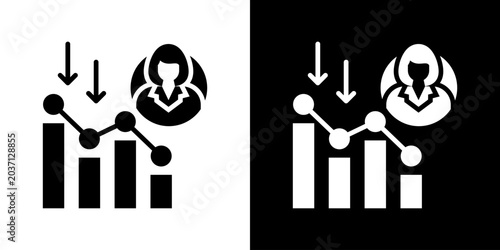 Fotografie Churn Rate Icon Set Multiple Style Collection