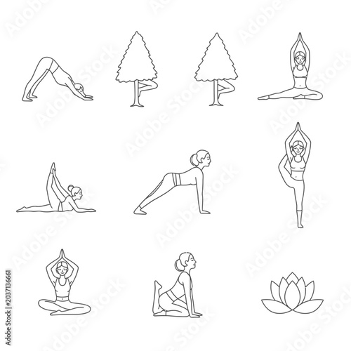 Yoga poses for flexibility and balance.