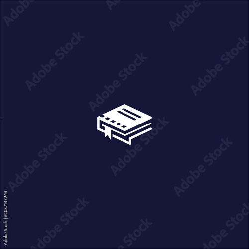Movie review book club media entertainment logo featuring minimalist isometric line art style designed for innovative podcast streaming platform video production studio application community branding 