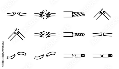 Foto Broken Electrical Wire Icon Set – Trendy Stroke Line Vector Collection on White