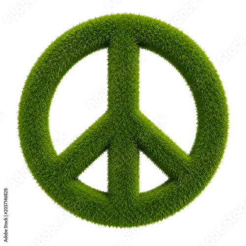 Green Peace Sign Symbol Isolated on White Background