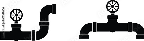 Fotografi Water pipe valve icon collection vector illustration for plumbing, industrial pi