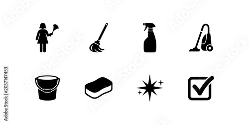 Foto Household Cleaning Tools and Supplies Icons