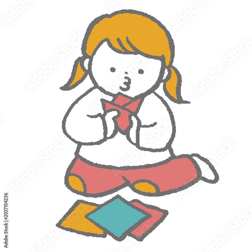 おりがみをする女の子