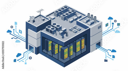 Canvastavla Modern Data Center Building with Network Connections.