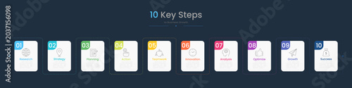 Infographic 10 options dark background design elements for your business data. Vector Illustration.