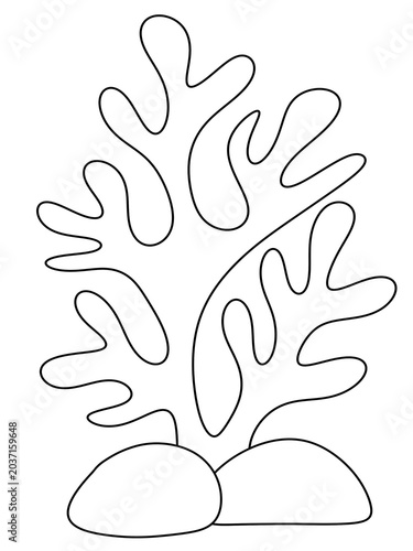 digital hand draw for coloring page seaweed