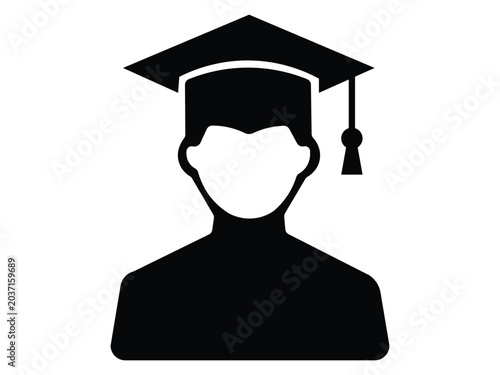 Icon of a graduate student wearing a mortarboard cap