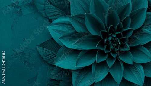 Deep Teal Abstract Botanical Macro Collection — Turquoise Leaf Texture Luxury Nature Background