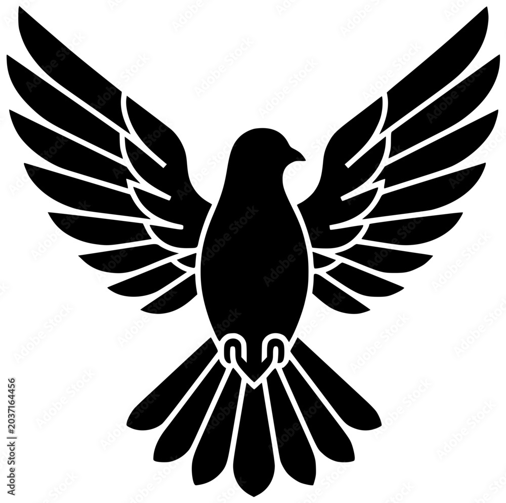 Obraz premium dove illustration nature silhouette freedom logo design icon bird outline peace hope pigeon symbol animal white love flight feather shape men vector graphic background