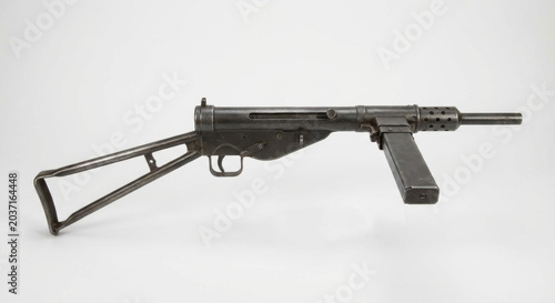 Rifle-style weapon on white background, metallic texture, clean studio shot