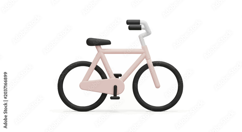 Fototapeta premium Pink city bicycle with a minimalist 3d design
