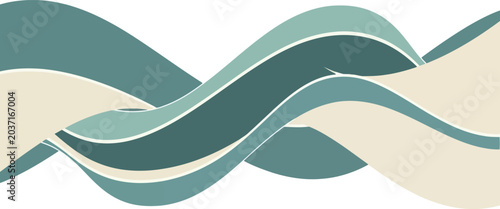 Obraz na płótnie Abstract teal blue intertwining wave graphic element with abstract intertwining