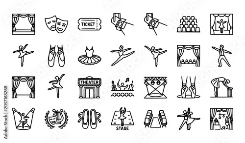 Vászonkép Theater ballet Black icons set