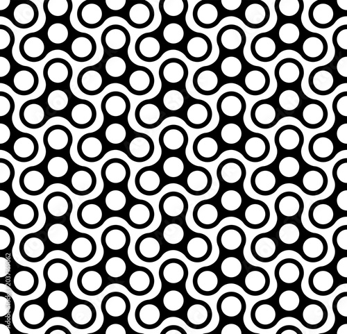 Vector seamless texture. Modern geometric background with curved tiles. 
