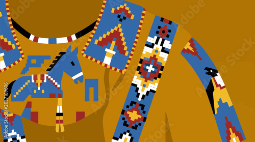 Foto Crow Nation Beaded Horse Regalia Detail Artwork