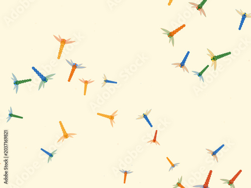Tablou pe pânză Bold Colorful Dragonflies Garden Insect Pattern