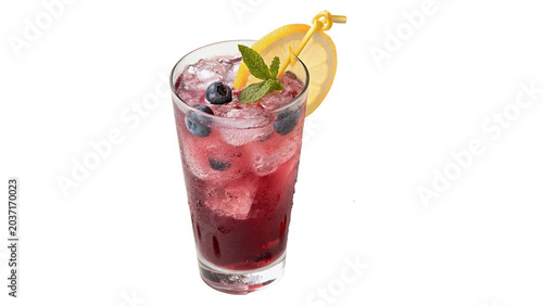 Εκτύπωση καμβά Glass of refreshing red berry summer cocktail drink beverage isolated on transpa