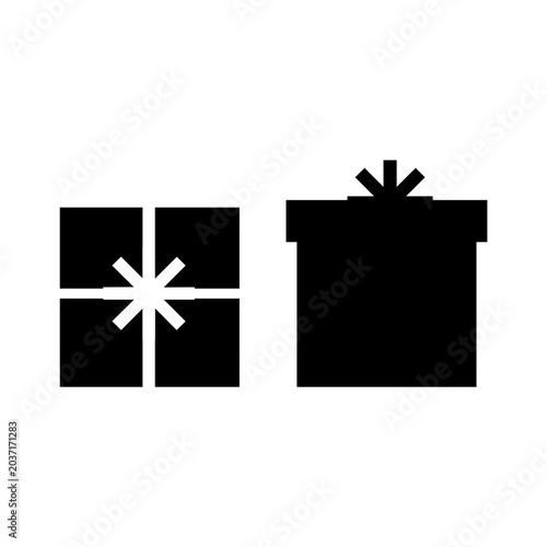 black gift box with ribbon isolate.