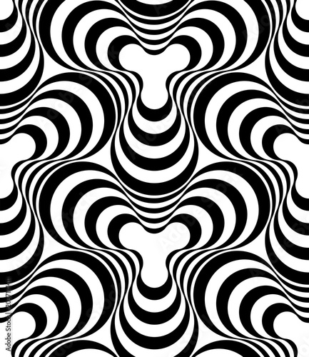 Vector seamless texture. Modern geometric background with curved stripes.