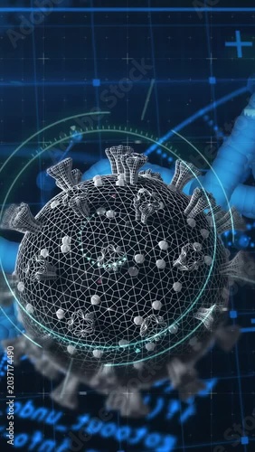 Vertical video: Reticle scanning, helix rotating causing sphere emerging and centering for analysis