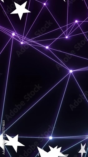 Vertical video: Top stars starting central network, nodes pulsing and lines shifting to show links