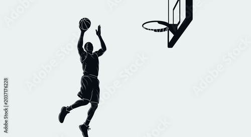 Tableau sur toile Basketball Player Silhouette Dunking on Hoop