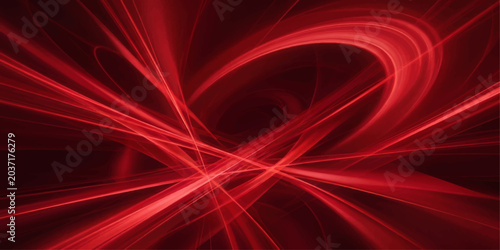 Fotografie Crimson Heartbeat of Light: An abstract visual symphony of swirling, luminous crimson lines forms a dynamic heart shape against a deep, velvety background, evoking passion and energy