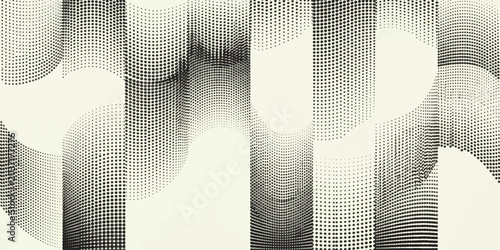 Obraz na płótnie Abstract Vertical Lines and Curves: An abstract composition featuring a harmonious blend of vertical lines and curved shapes in monochrome tones, creating a sense of depth and movement