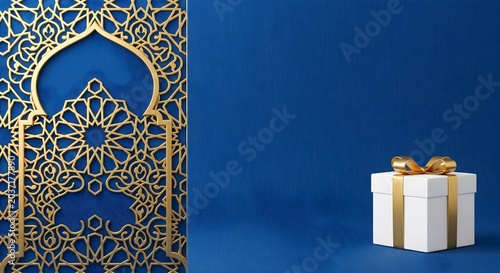 Elegant Islamic Arch and Gift Box Background