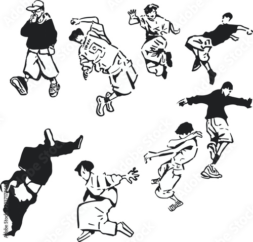 Quadro su tela Street Dance Vector Set