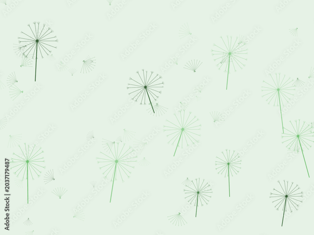 Obraz premium Floating Dandelion Seeds Dreamy Spring Pattern