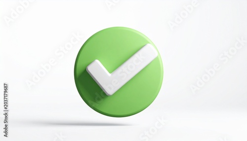 Premium 3D Validation Checkmark Icon Isolated on White Background