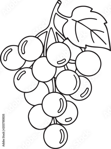 Obraz na plátně Bunch Of Grapes With Leaf Bold Outline Art
