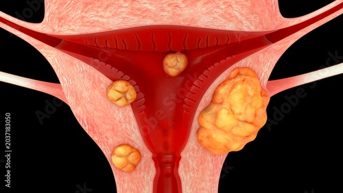 Anatomical Diagram of Multiple Uterine Fibroids