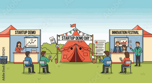 Friendly Tent Mascot Hosting Startup Launch Event