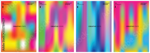 Modern Neon Gradient Poster Collection with Blurred Color Flow Effects and Vibrant Abstract Backgrounds