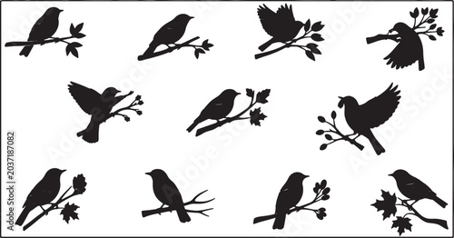 Collection of diverse black vector silhouettes including human figures in various poses, common household objects, animals, and nature elements isolated on a plain white background.