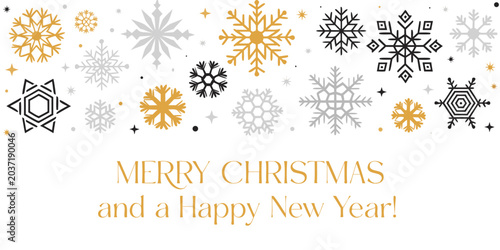 Floral vector design elements for Christmas and winter holiday decoration with snowflakes, stars, ornaments, and festive seasonal pattern