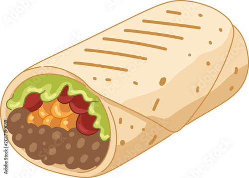 Burrito Fast Food Illustration Simple