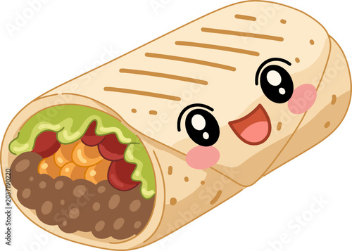 Cute Burrito Character Fast Food