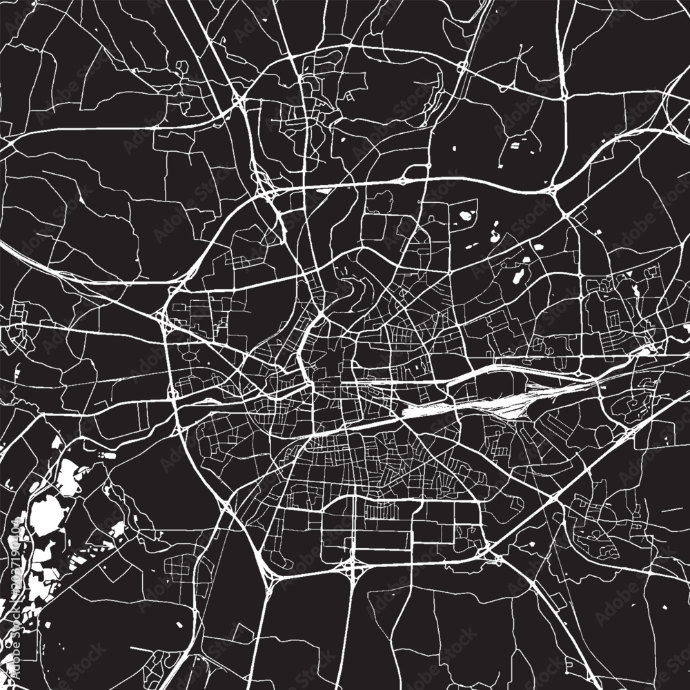 Obraz premium Rennes France Vector Map, Detailed City Street Map Black and White Minimalist Line Art