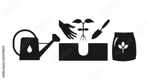 Planting icons. Growing plants. Vector illustration in cartoon style. Cultivation and botanical. Agricultural plants growth. Vector planting infographic.
