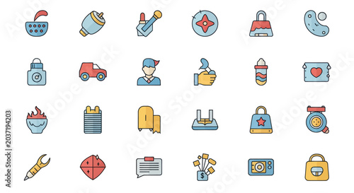 Set of Icons: Business, Lifestyle, and Objects