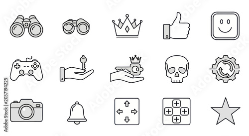 Set of Icons: Business, Technology, and Lifestyle Symbols