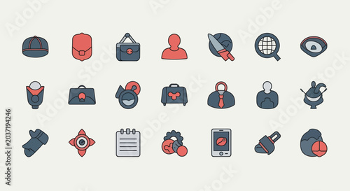 Set of icons for business, finance, and lifestyle, pixel art style
