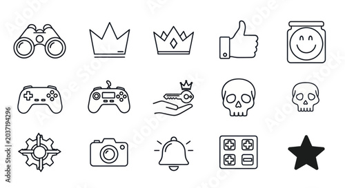 Set of icons for gaming, technology, and lifestyle elements