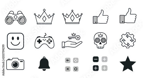 Set of Icons for Social Media, Gaming, and Web Design