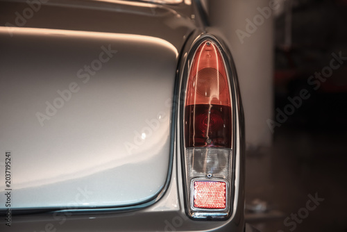 vintage retro car collection in the garage close up
